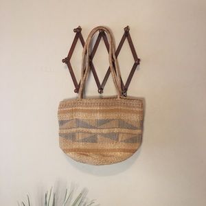 Woven grass bag grocery market basket beach tote
